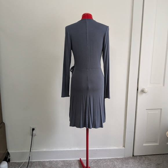 Express Gray Long Sleeve Wrap Dress - Picture 6 of 8
